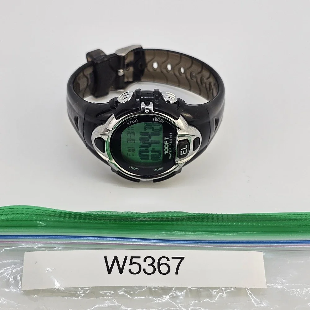 Sport Digital Women Watch 37MM DayDate Black‎ Plastic Bands Up to 6.5